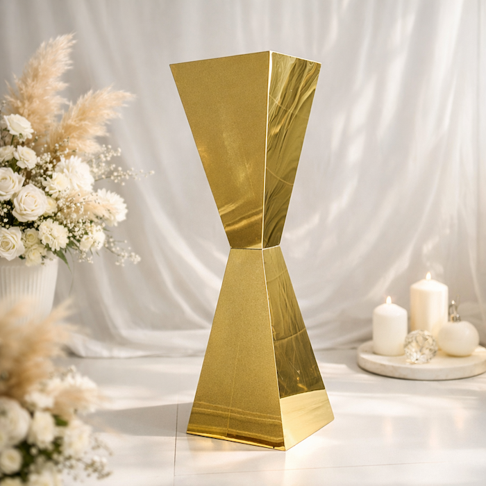 39.4″ Mirror Finish Metal Pedestal Stands (Set of 2) | Luxury Decor