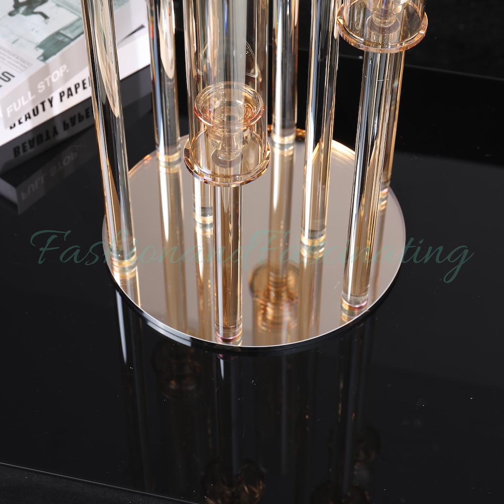 36" Tall 8 Arms Gold Crytal Glass Candle Holders ,Champagne Gold Candelabra - Image 3