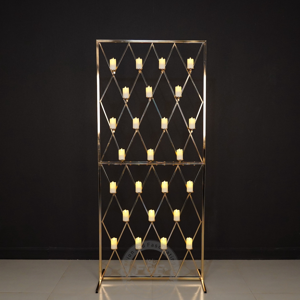 Gold Grid Candle Wall