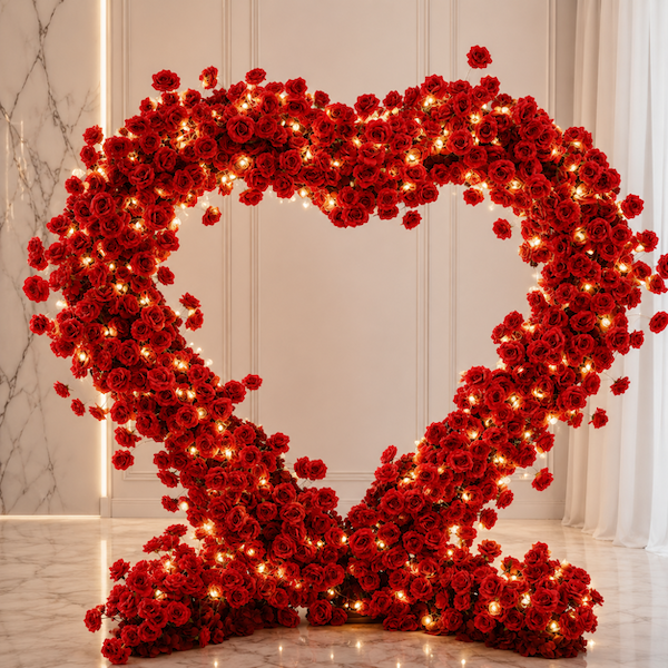 Heart Flower Arch with Fairy Lights