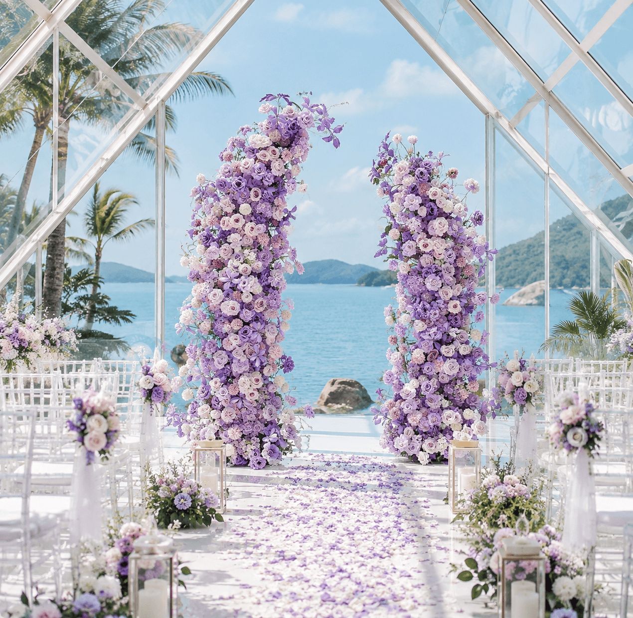 Purple Flower Wedding Arch with Artificial Purple Flowers