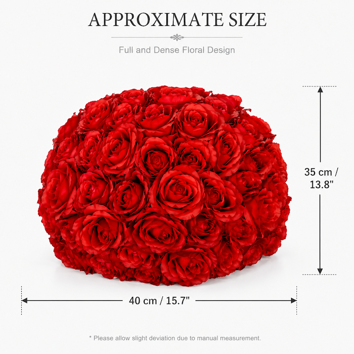【Pre Order】15.7" Red Silk Flower Ball Centerpiece for Wedding & Romantic Event Decor - Image 8