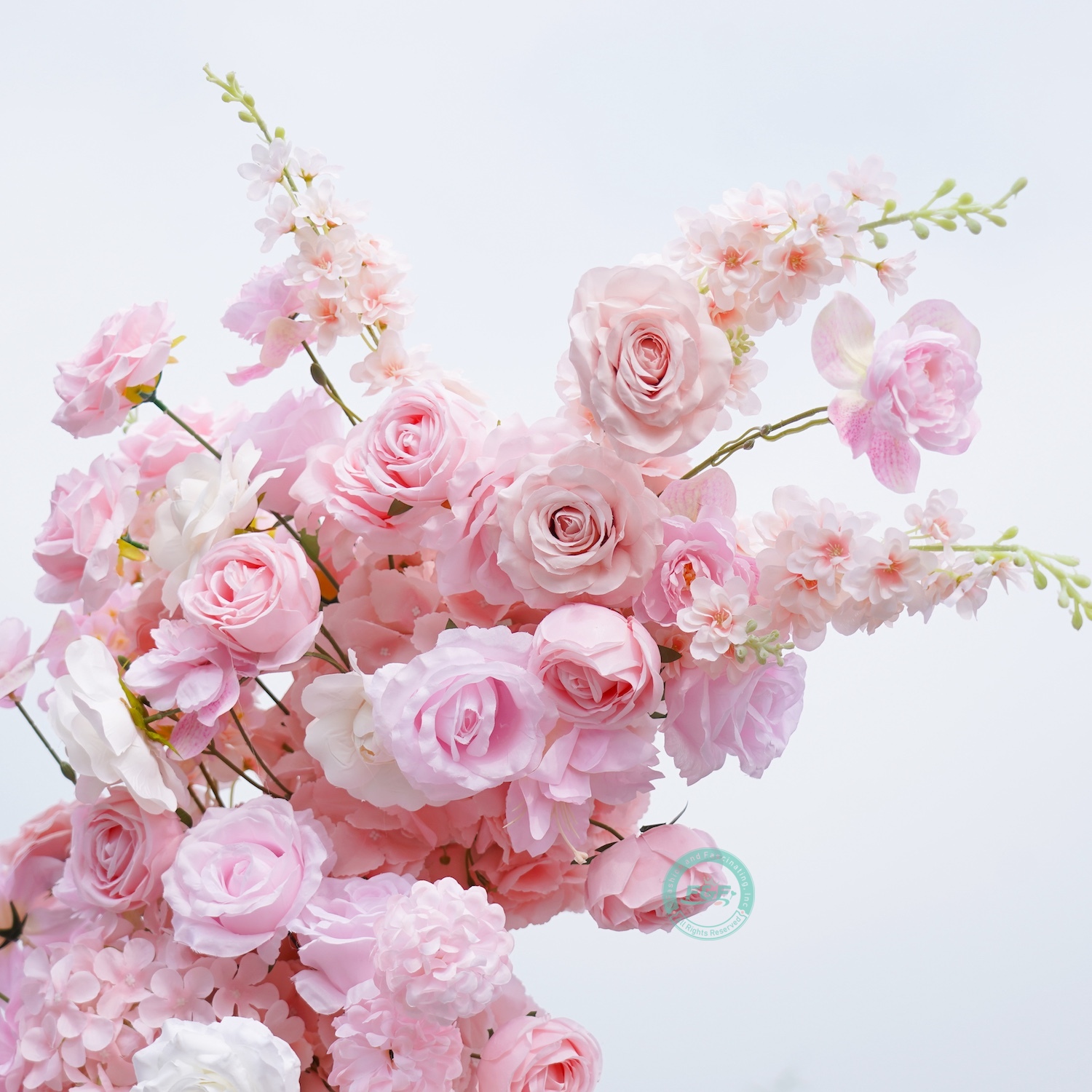 White Horn Wedding Arch with Blush Pink Flowers
