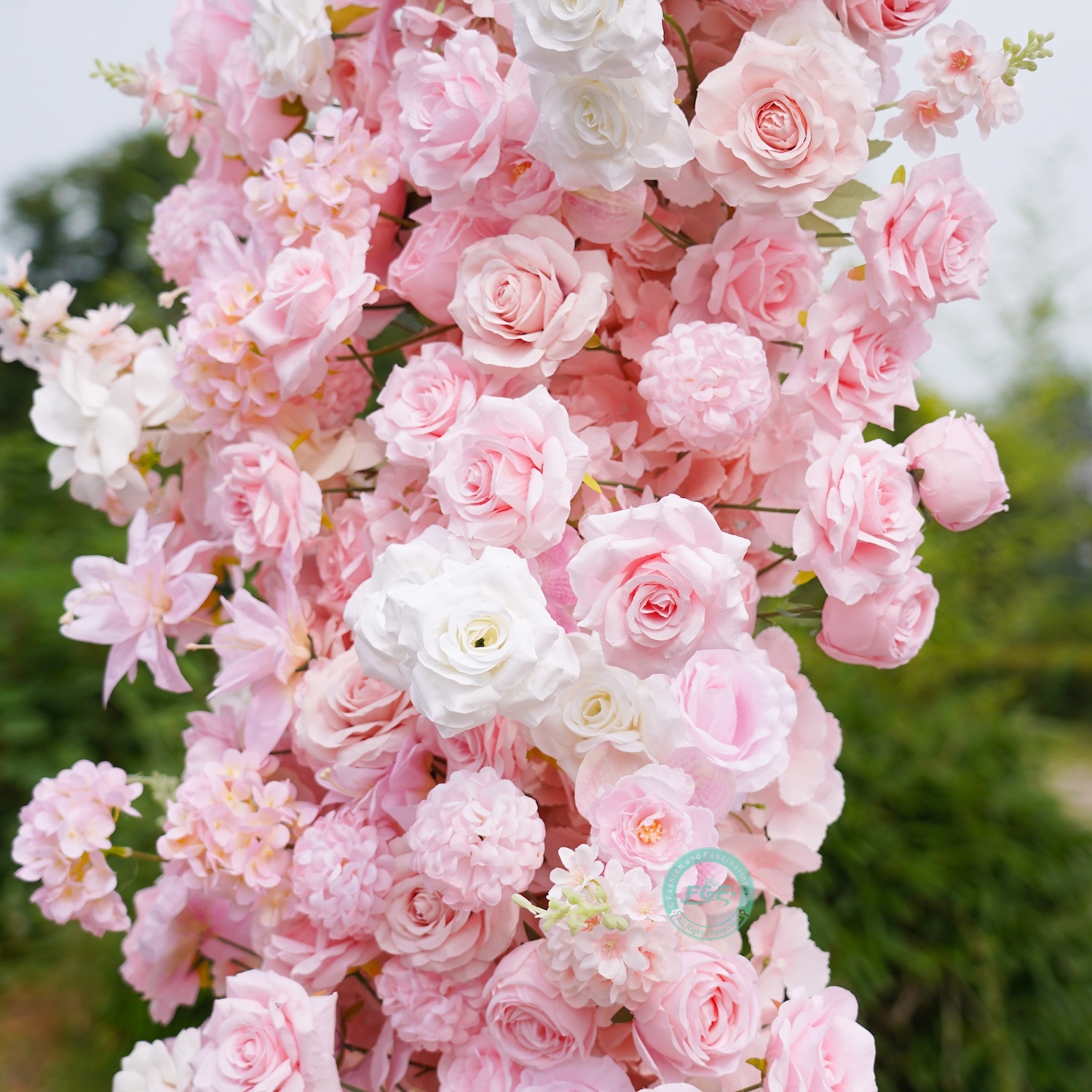 White Horn Wedding Arch with Blush Pink Flowers