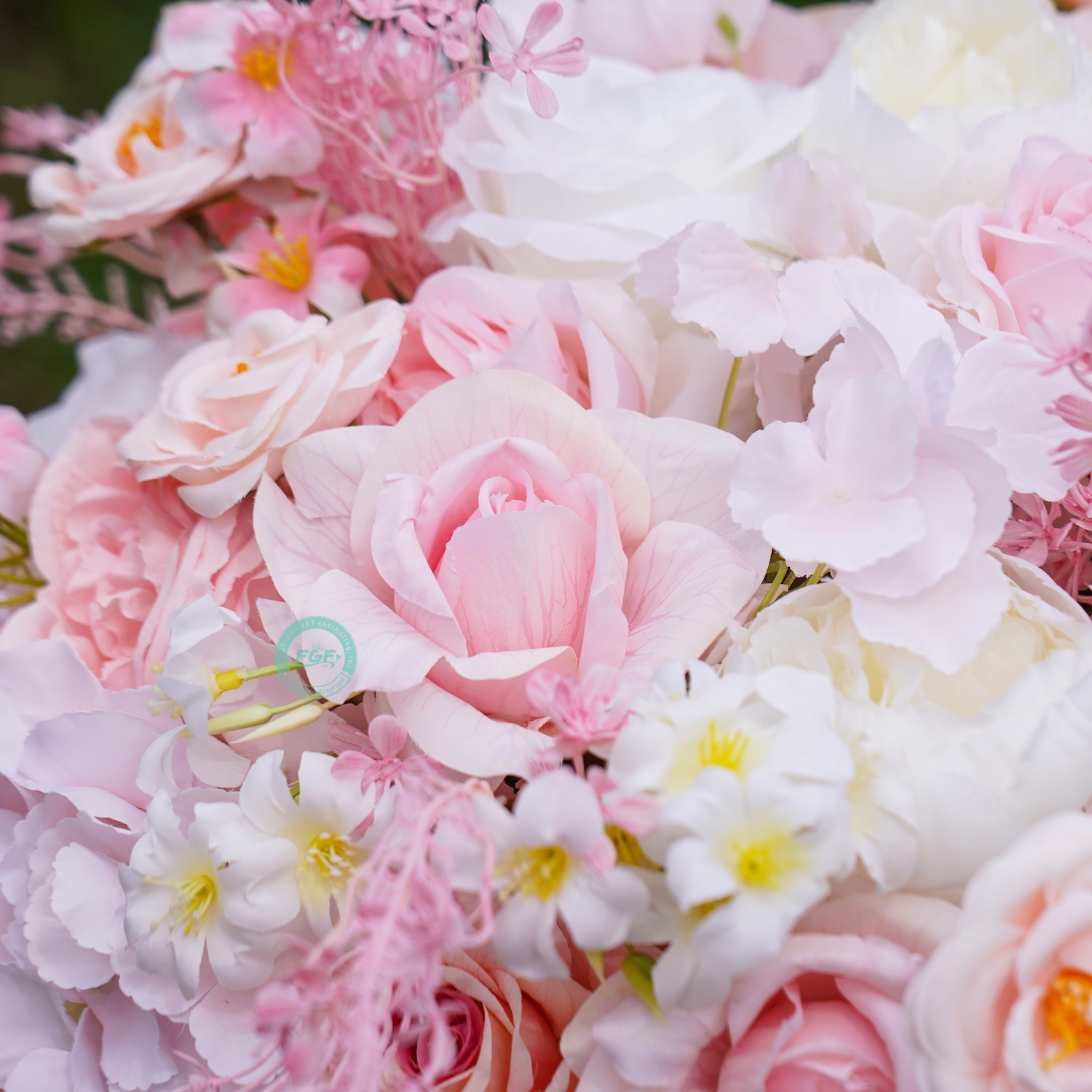 Pink artificial flower balls