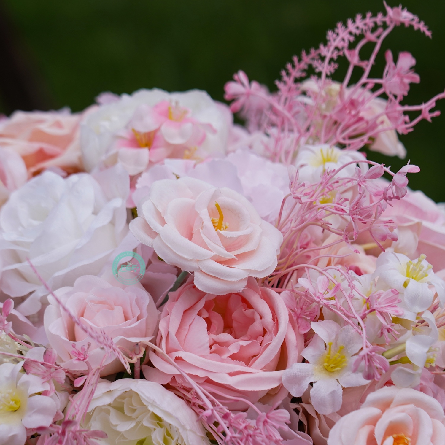 Pink artificial flower balls