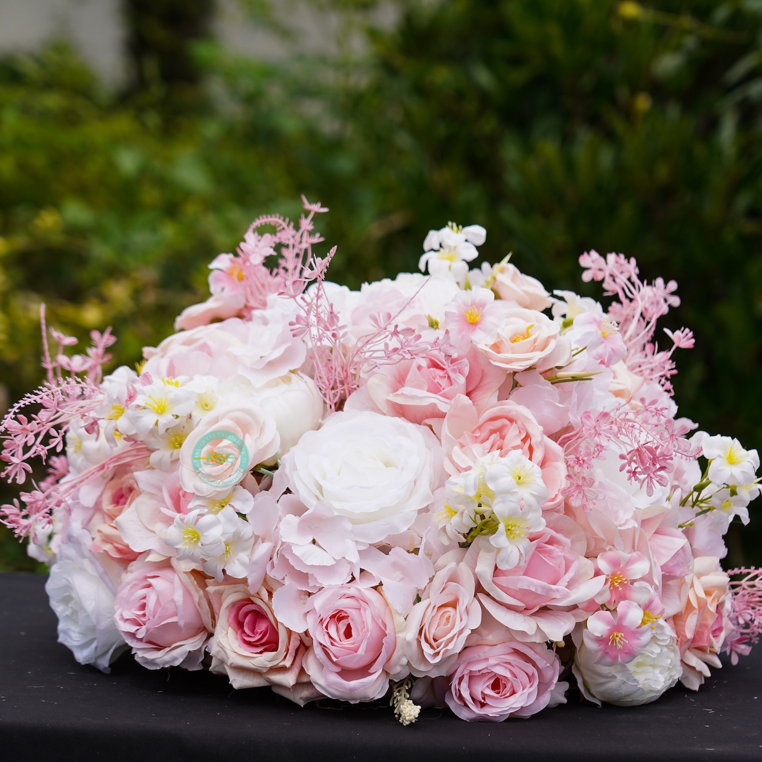 Pink artificial flower balls