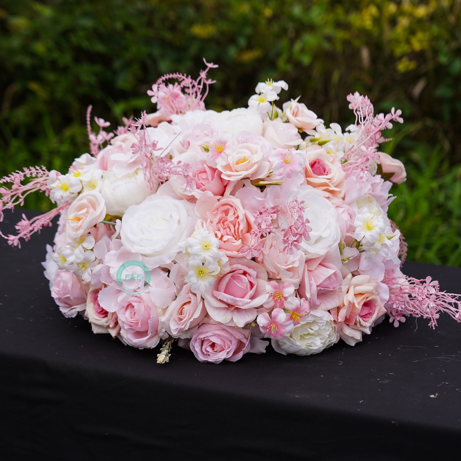 Pink artificial flower balls